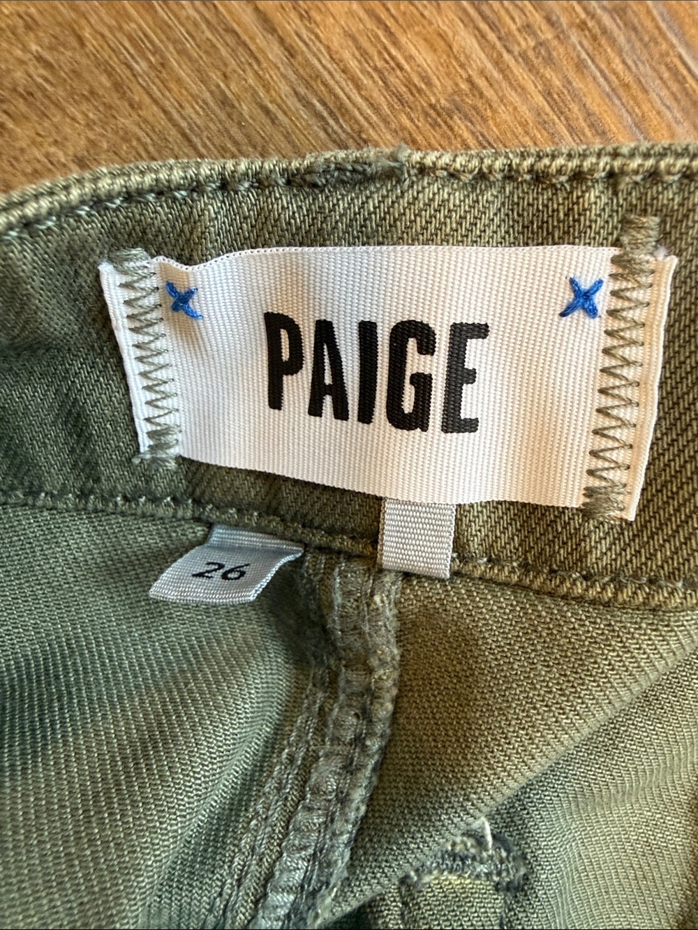 PAIGE Women’s Maisley Utility Washed Olive High-Rise Frayed Hem Shorts Size 26 - Picture 14 of 16